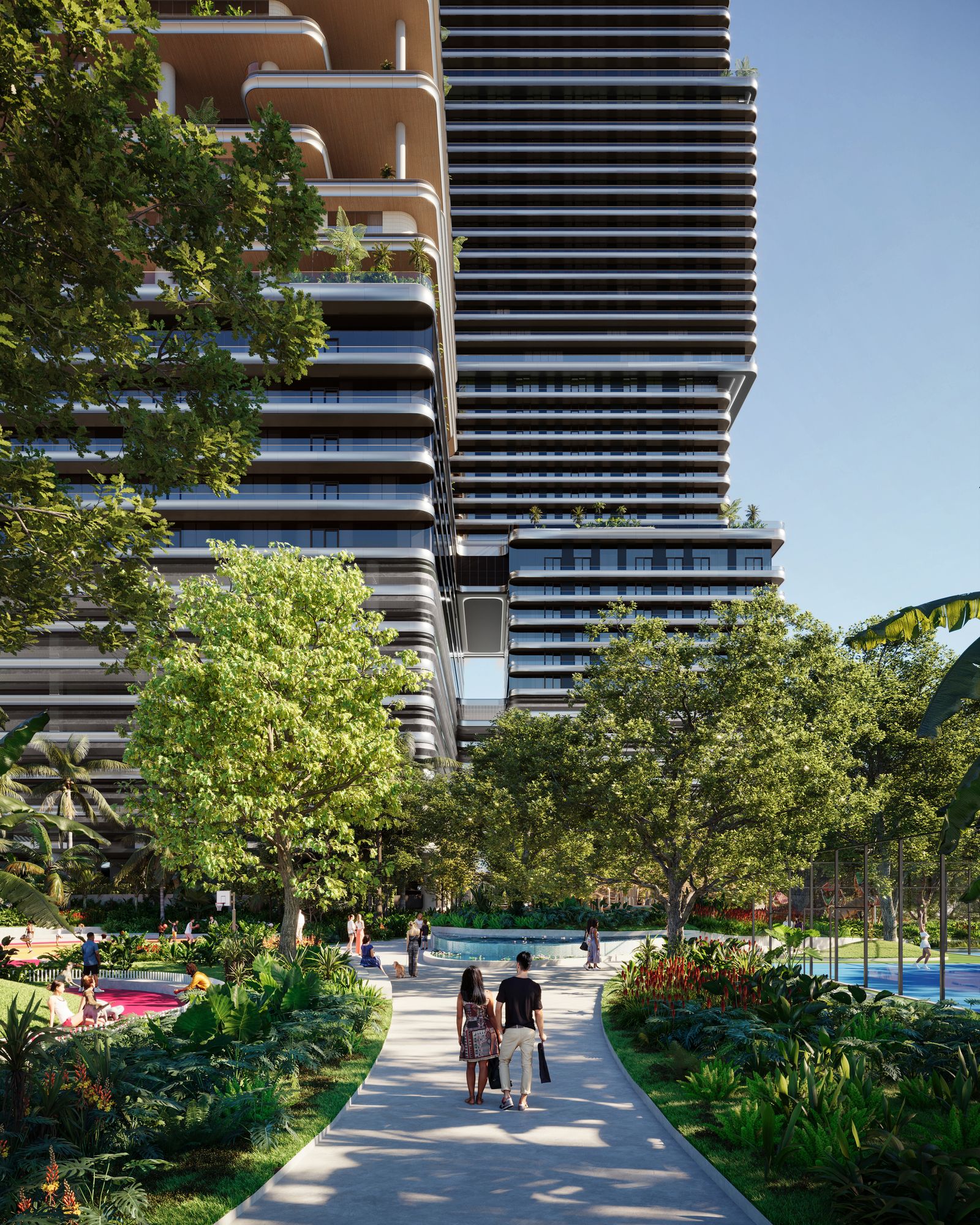 Mercedes-Benz Places Miami, Southside Park and the towers, developer rendering